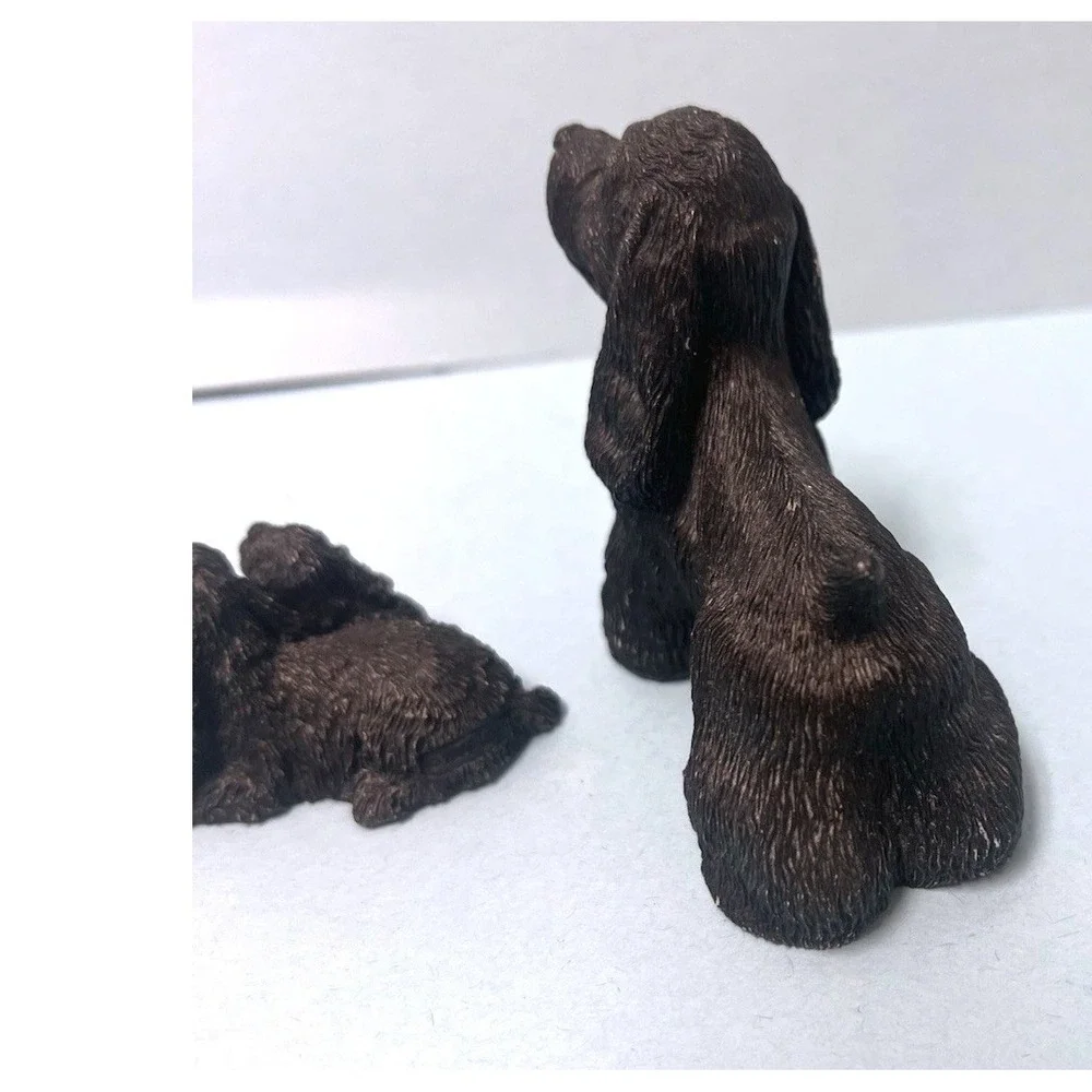 Lot Of 2 Stone Critters Black‎ Cocker Spaniel Dog Breed Figurines Puppies